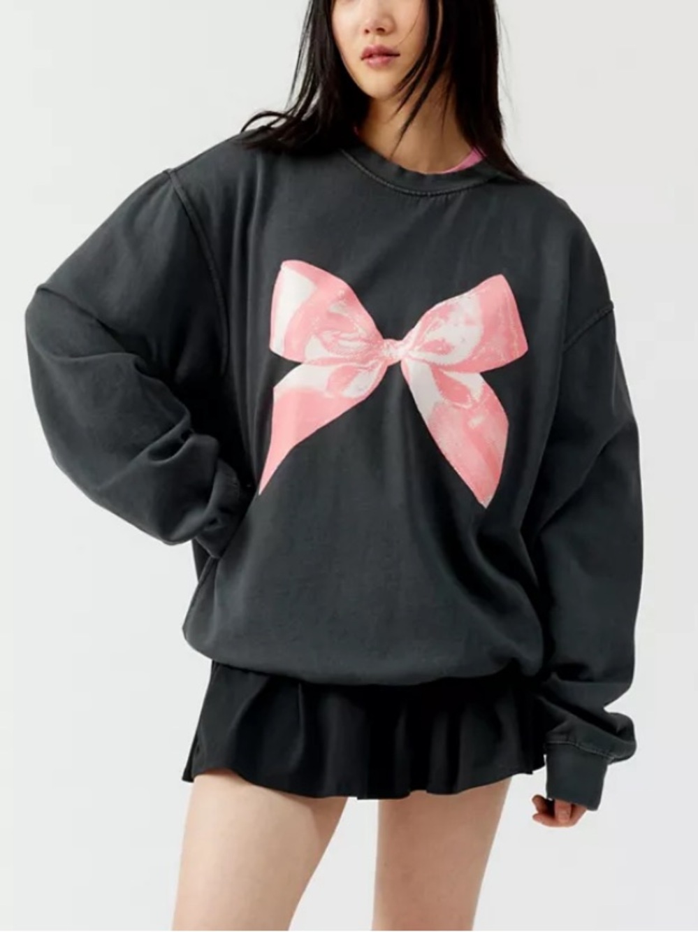Urban Outfitters Overdyed Bow Pullover Sweatshirt